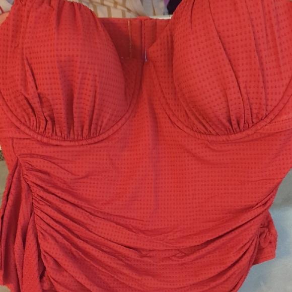 Embossed Dot Ruffle Medium Coverage One Piece Swimsuit - RHODE X Target, 1X - Picture 2 of 5